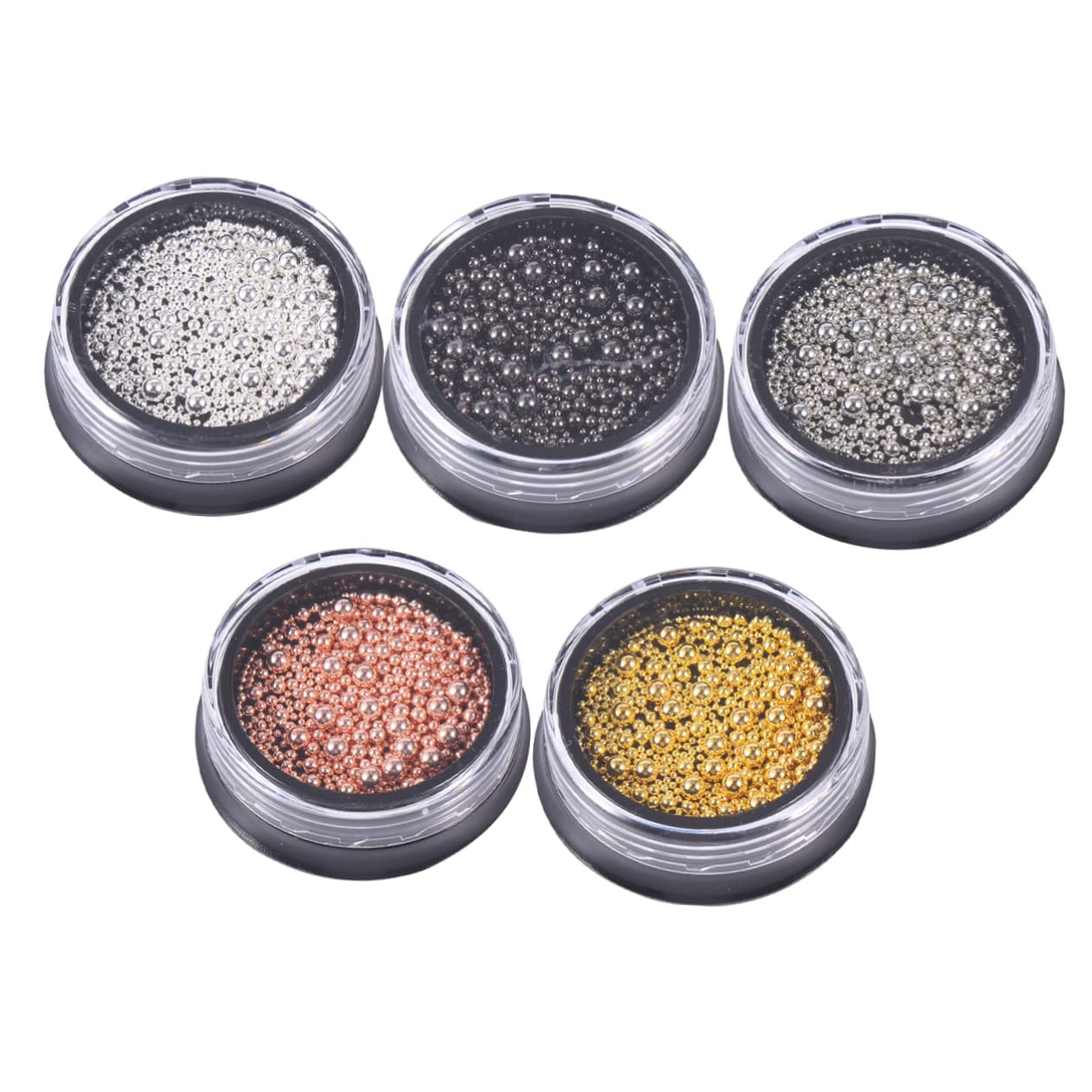 Generic 5 Sets Nail Jewelry Nail Art Beads Turntable Nail Art Supplies Nail Metal Steel Beads Nail Decorations for Nail Art Mini Tiny Rhinestones Nail Metal Beads Micro Nail Beads Manicure