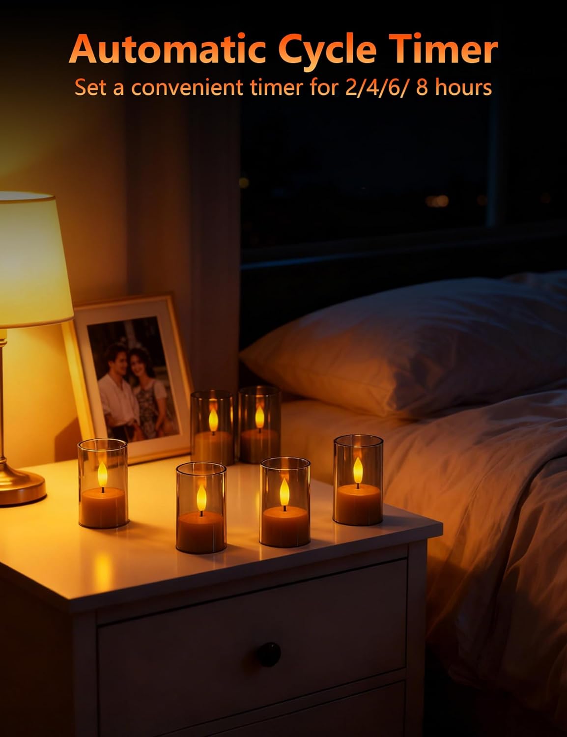 Rechargeable Acrylic Flameless LED Candles, Small Tea Light with Remote Control and Timer,Gray Flickering Warm Light for Home,Valentines,Wedding Decor(Pack of 6) - Image 3