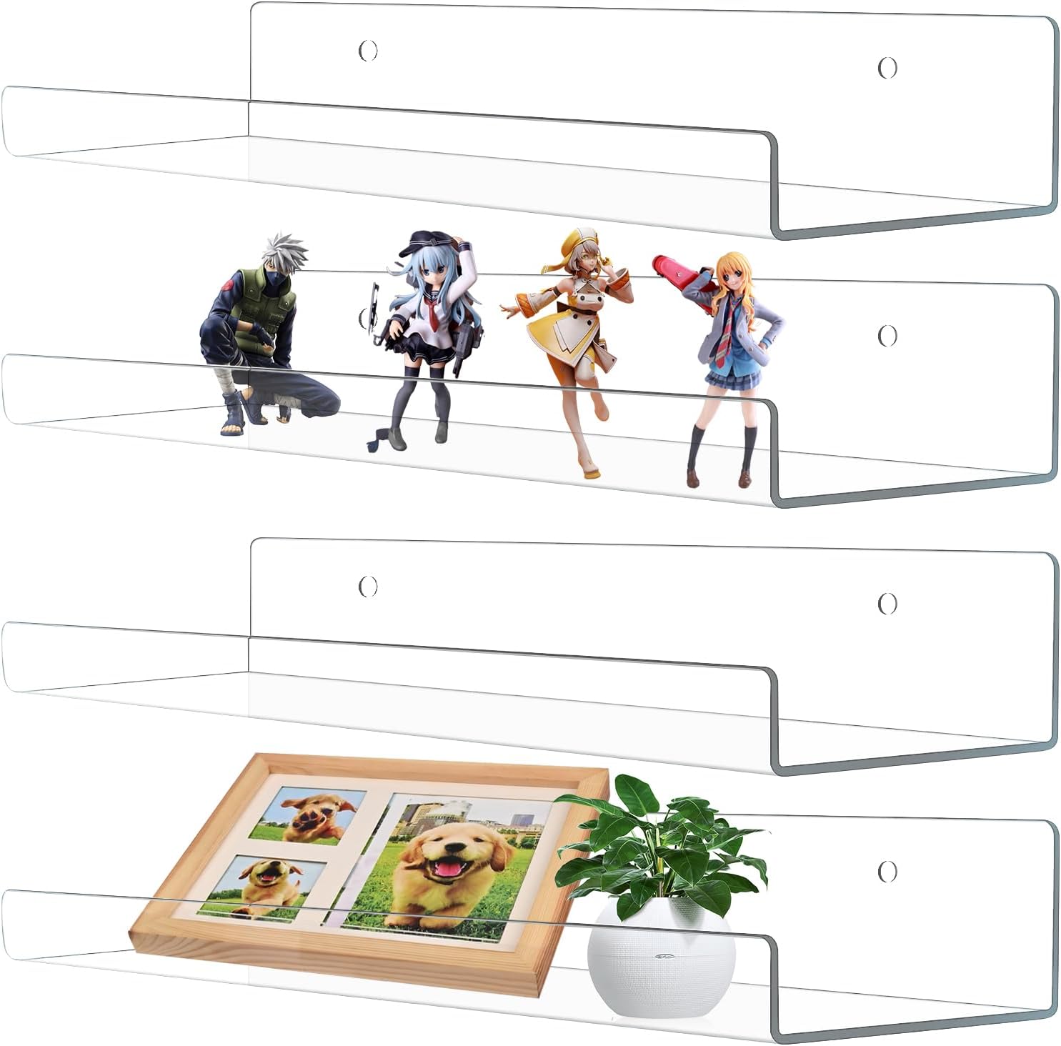 Étagère Acrylique Murale Wholesale POS – Fixations Chromées, 40 Cm, Pour Salon/cuisine