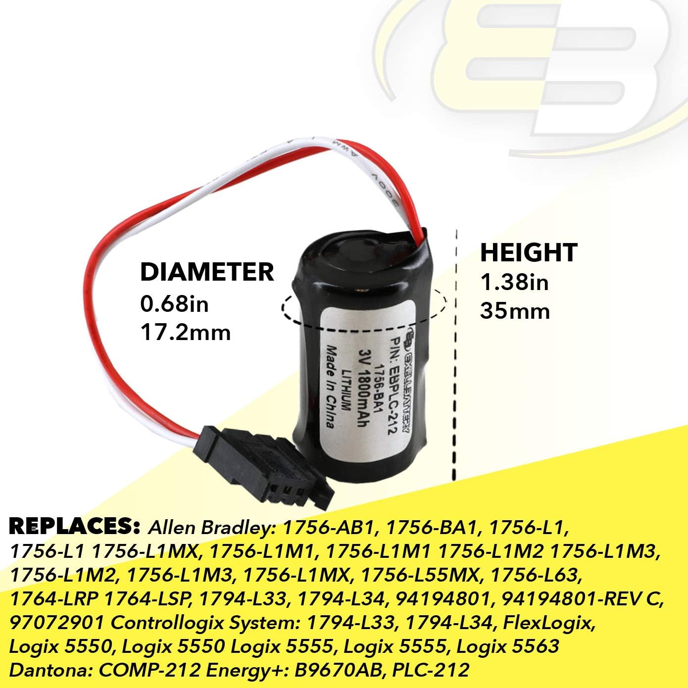 2x PLC 3V 1800mAh Energy+ Replacement Battery for Energy+ B9670AB