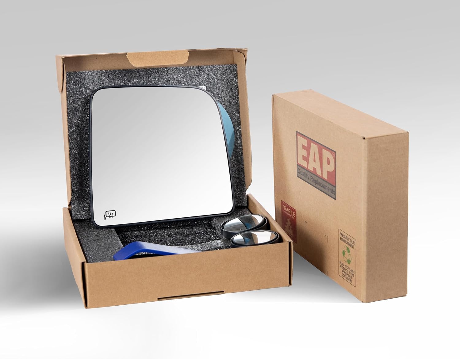 EAP Passenger Side Mirror Glass Compatible with Nissan Titan 2016-2024, Upper, Heated 96365EZ02B 96365EZ03B
