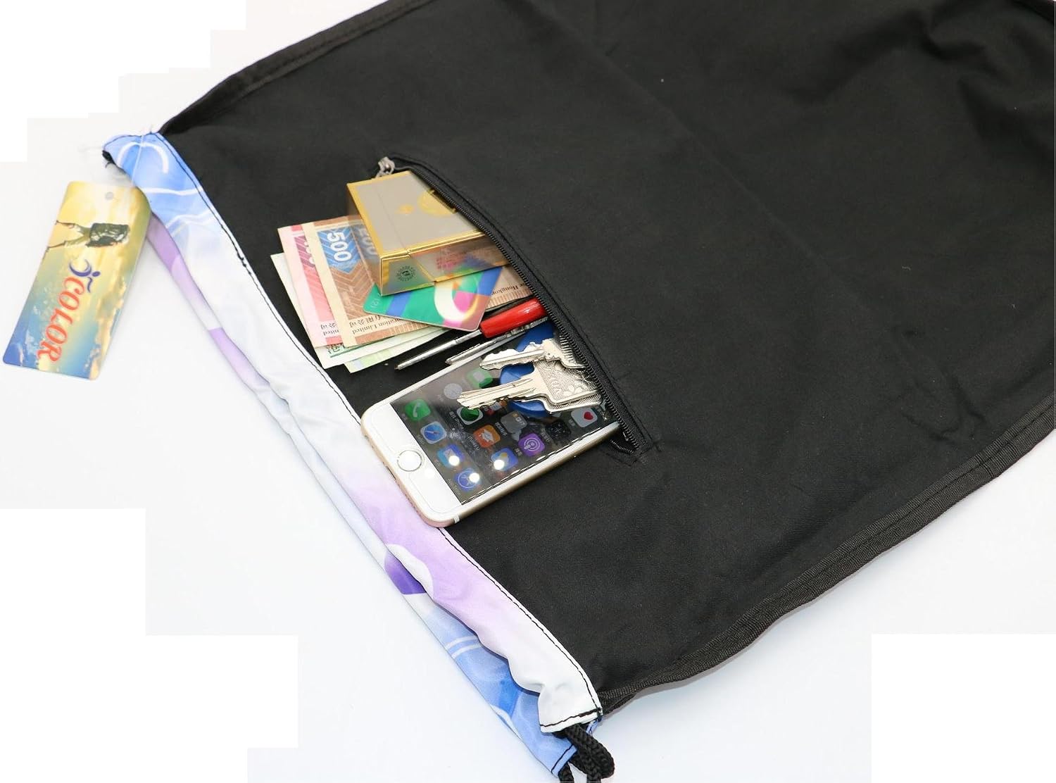 icolor Drawstring Bag Sport Gym Sackpack Lightweight Dance Beach Daypack Bag for Outdoor Cycling Hiking Team Training