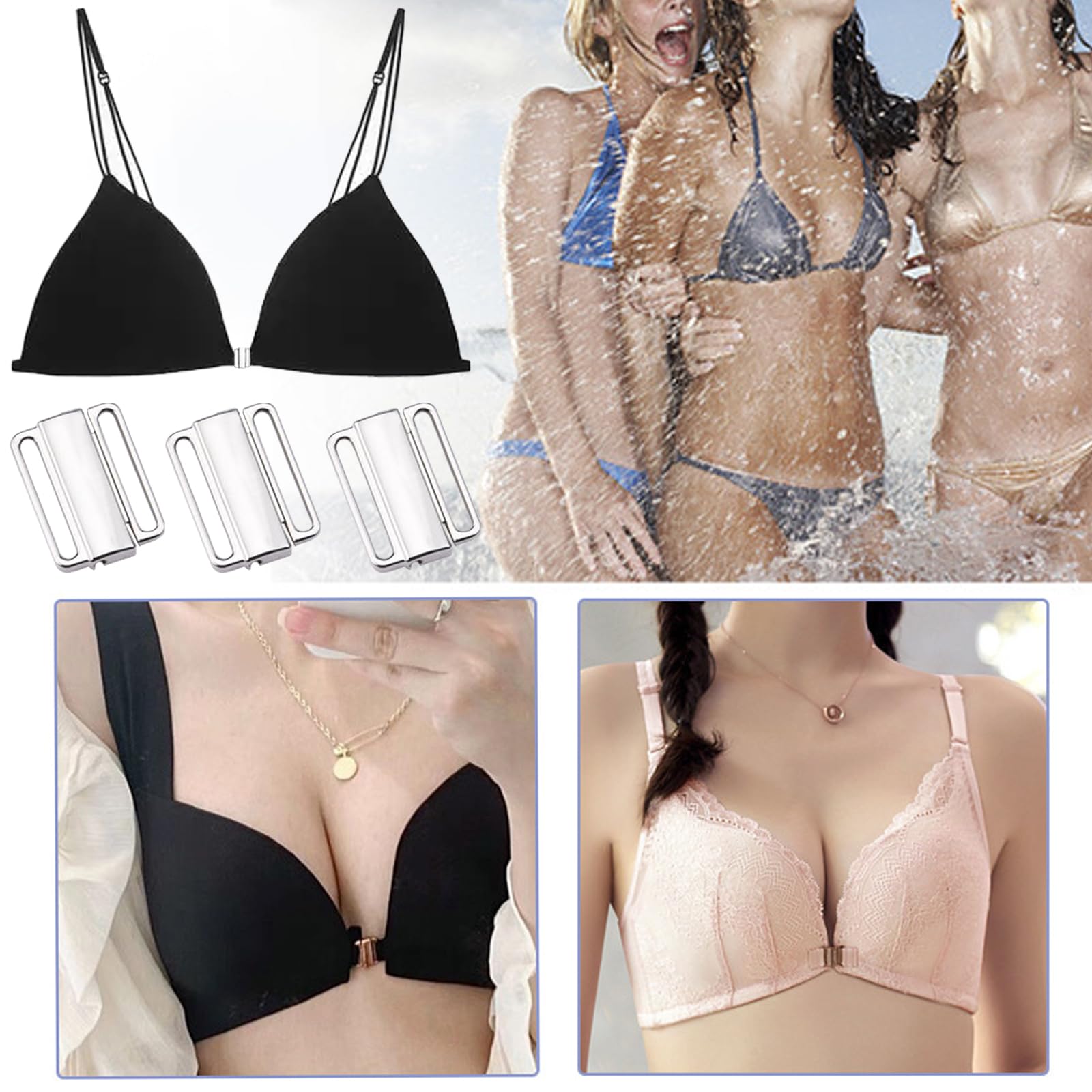 10 Ganci Di Ricambio Per Reggiseno, Chiusura Frontale In Lega Di Zinco Argento, Senza Nichel, Per Lingerie, Costumi, Cucito Fai Da Te