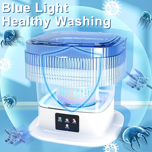 Miniatura 6 de Lavadora portátil, mini lavadora y secadora plegable de 10 L, lavadora pequeña de limpieza, máquina de lavandería de cubo con limpieza profunda para