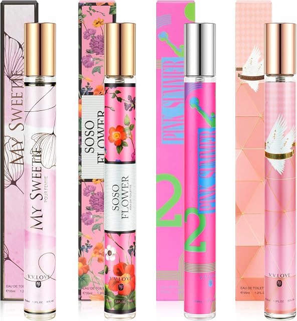 Women's Perfume Gift Set - 4 x 35ml Mini Perfume for Women Body Hair Fragrance Set in Sweet Floral and Fruity