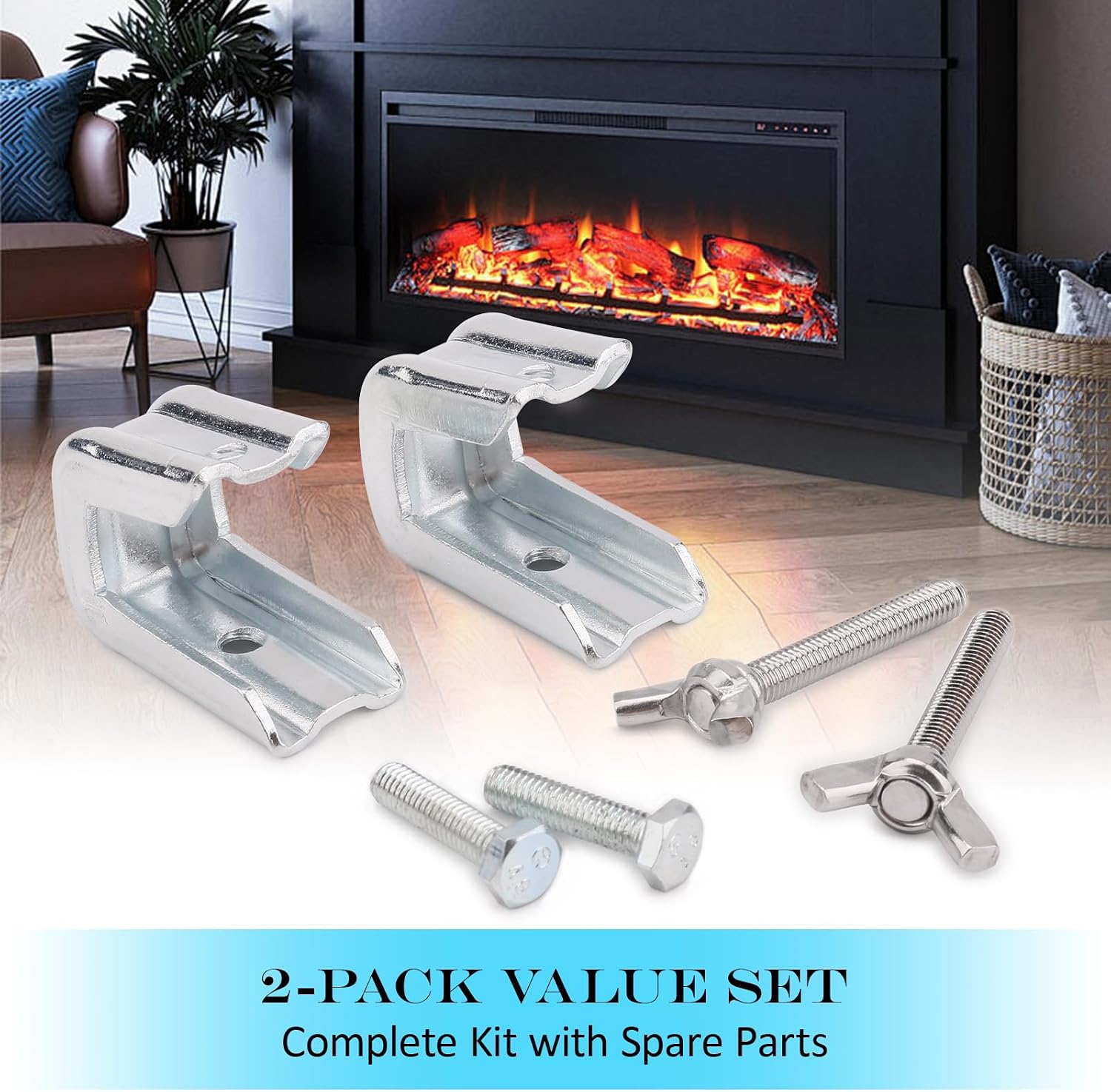 Fireplace Damper Clamp Stainless Steel Flue Stop Clamp for Gas Logs 2 Pcs