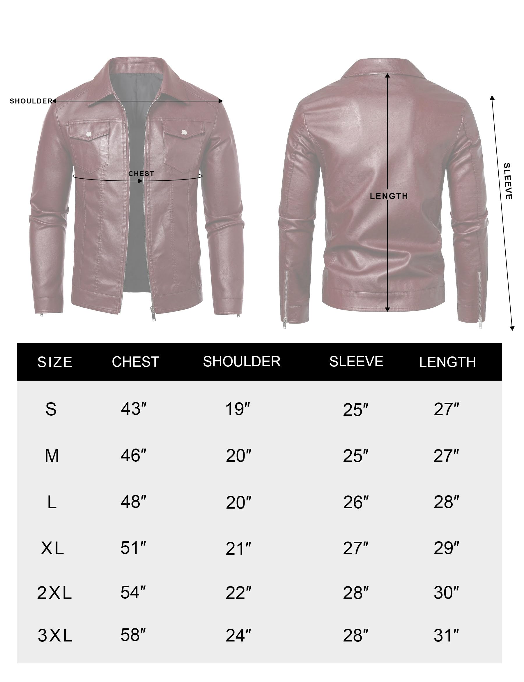 Veste en cuir synthétique pour homme - Coupe-vent - Pour motard - Noir