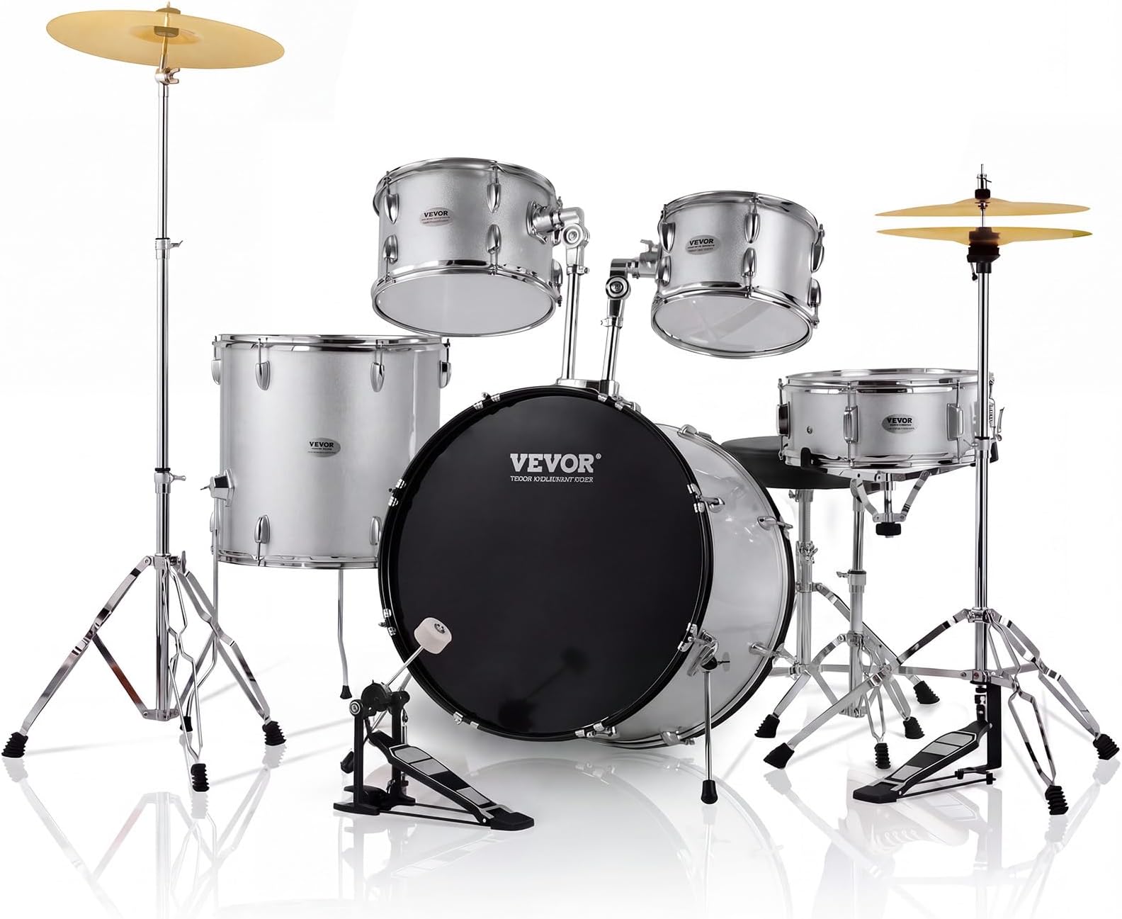VEVOR Adult Drum Set, 5-Piece, 22 inches Complete Full Size Drum Kit with Bass Toms Snare Floor Drum Adjustable Throne Stands Cymbal Hi-Hat Pedal and Drumsticks, Beginner Drum Kit for Adults
