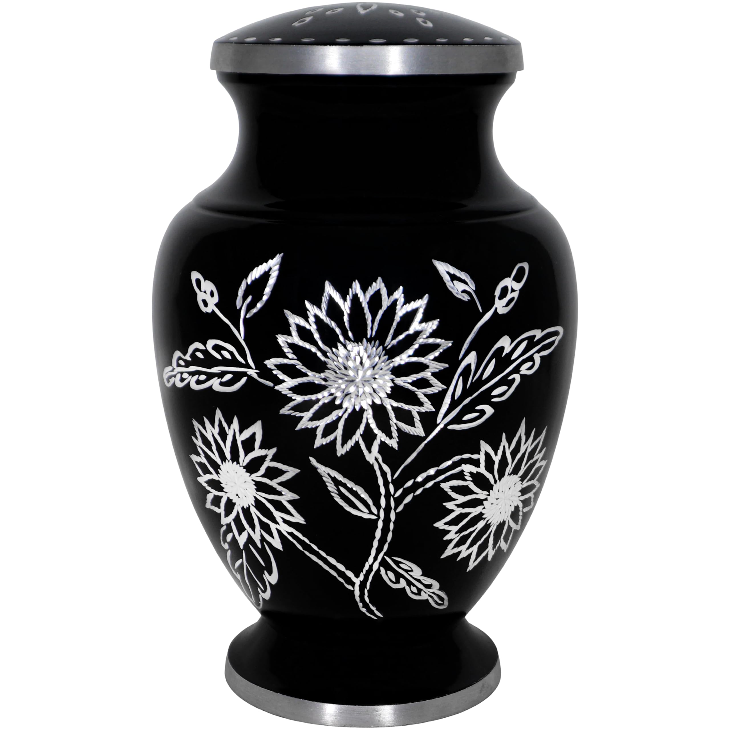 Photo 1 of NANIURN Black Floral Cremation Urn - Large Adult