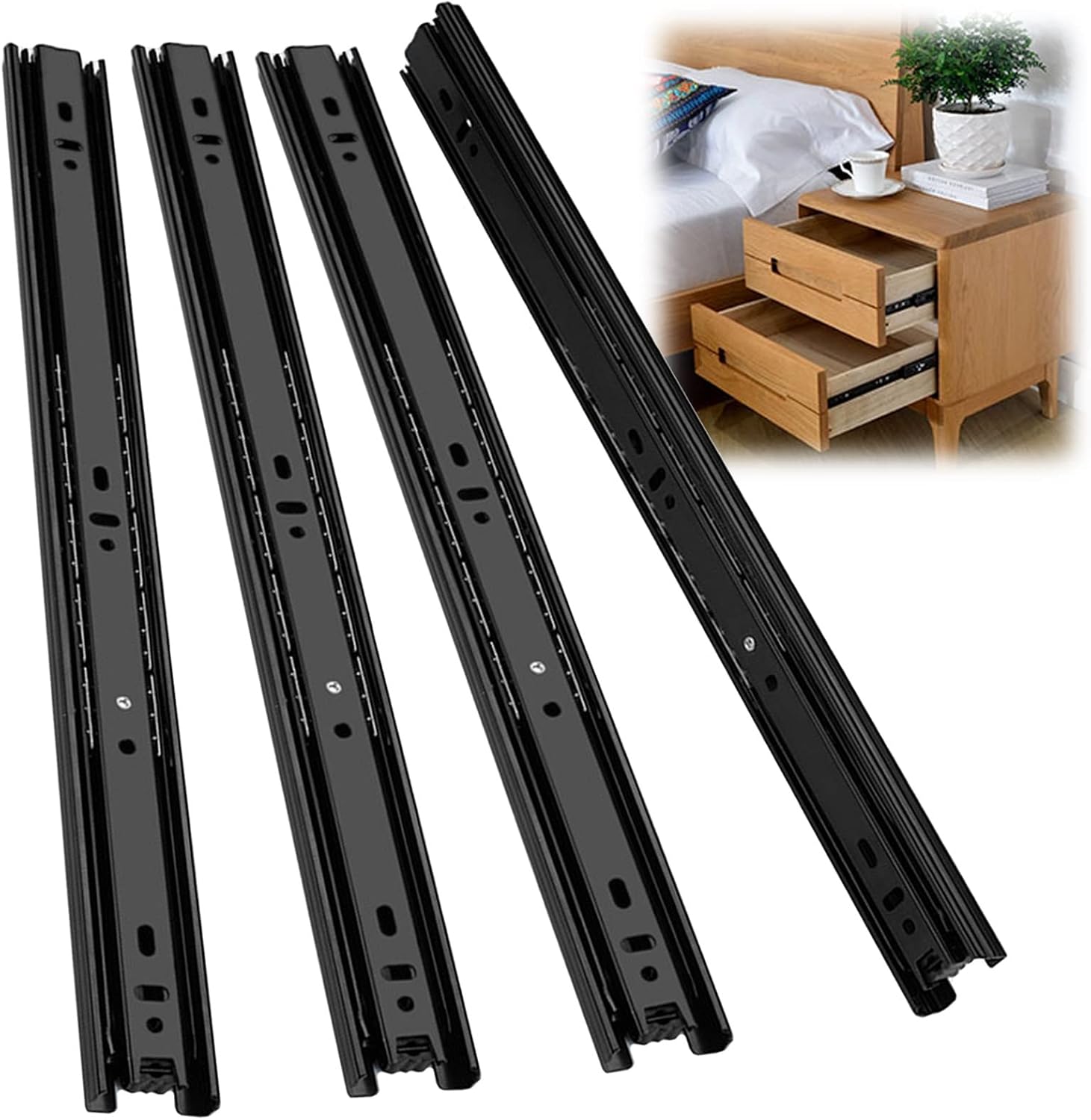 SNWGPLY Side Mount Drawer Slides 450mm Slide Rail Three