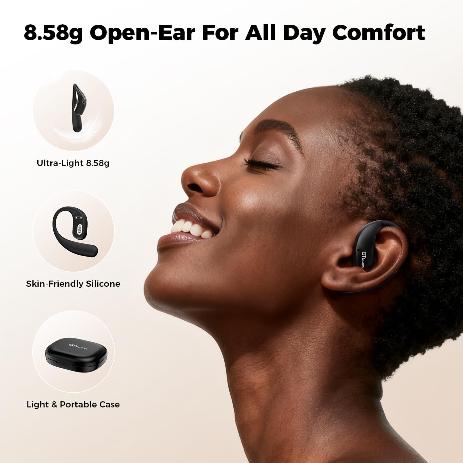 Open Ear Earbuds Bluetooth 6.0 Sport Wireless Headphones 56Hrs Playtime Ear Buds with Microphone IPX5 Sweatproof Over Ear Hook Headset Powerful Sound Earphone for Workout Running (Black) - Image 2