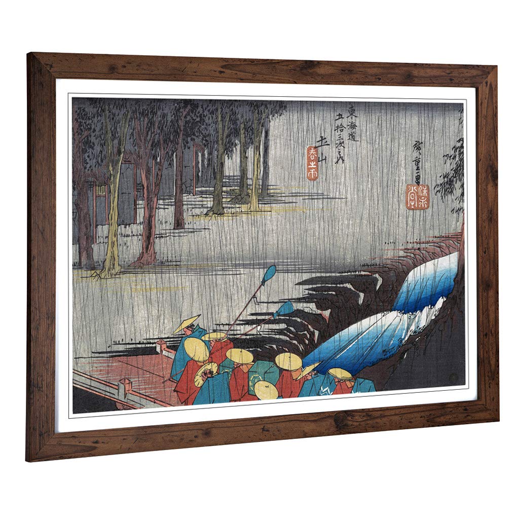 Big Box Art Framed Print of Hiroshige Japanese Oriental (22) Design | Wall Art Picture | Home Decor for Kitchen, Living Room, Bedroom, Hallway, Walnut, A2 / 24.5x18 Inch / 62x45cm