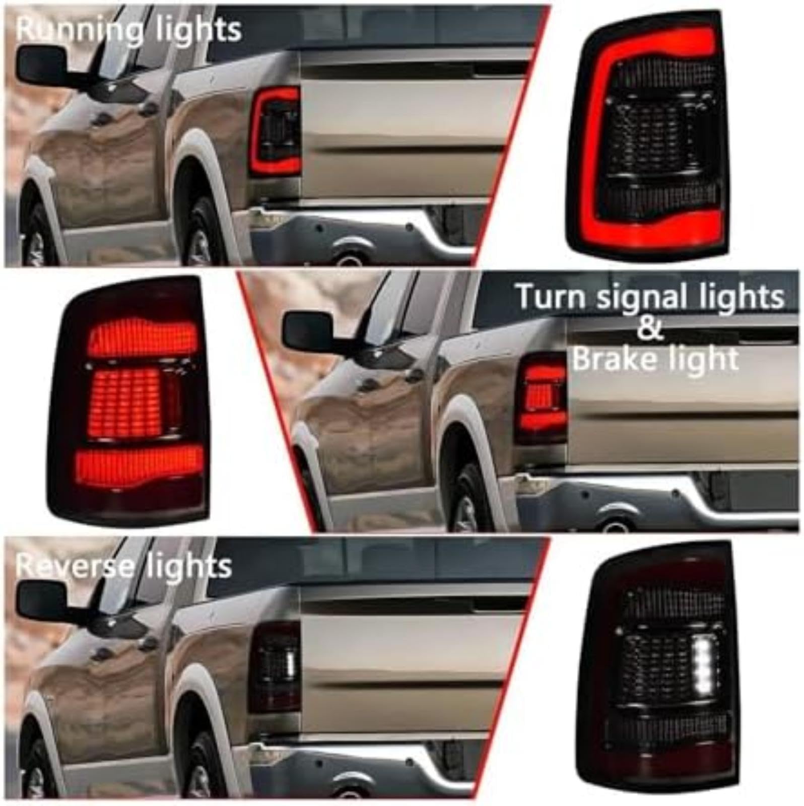 Dla DODGE, dla Ram 2008-2019 Lampy tylne Włącz kierunkowskazy Zespoły tylnych świateł samochodowych Lampka sygnalizacyjna lusterka bocznego (Smorked Euro Version) (Smorked Euro Version)