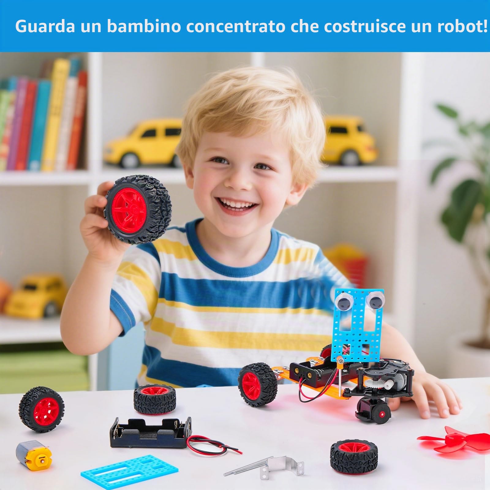 Kit di Costruzione Robot STEM per Bambini - Set di Artigianato per Esperimenti di Ingegneria con Motore e Utensili, Attività di Giocattoli Educativi per la Ricerca, Regali di Natale e