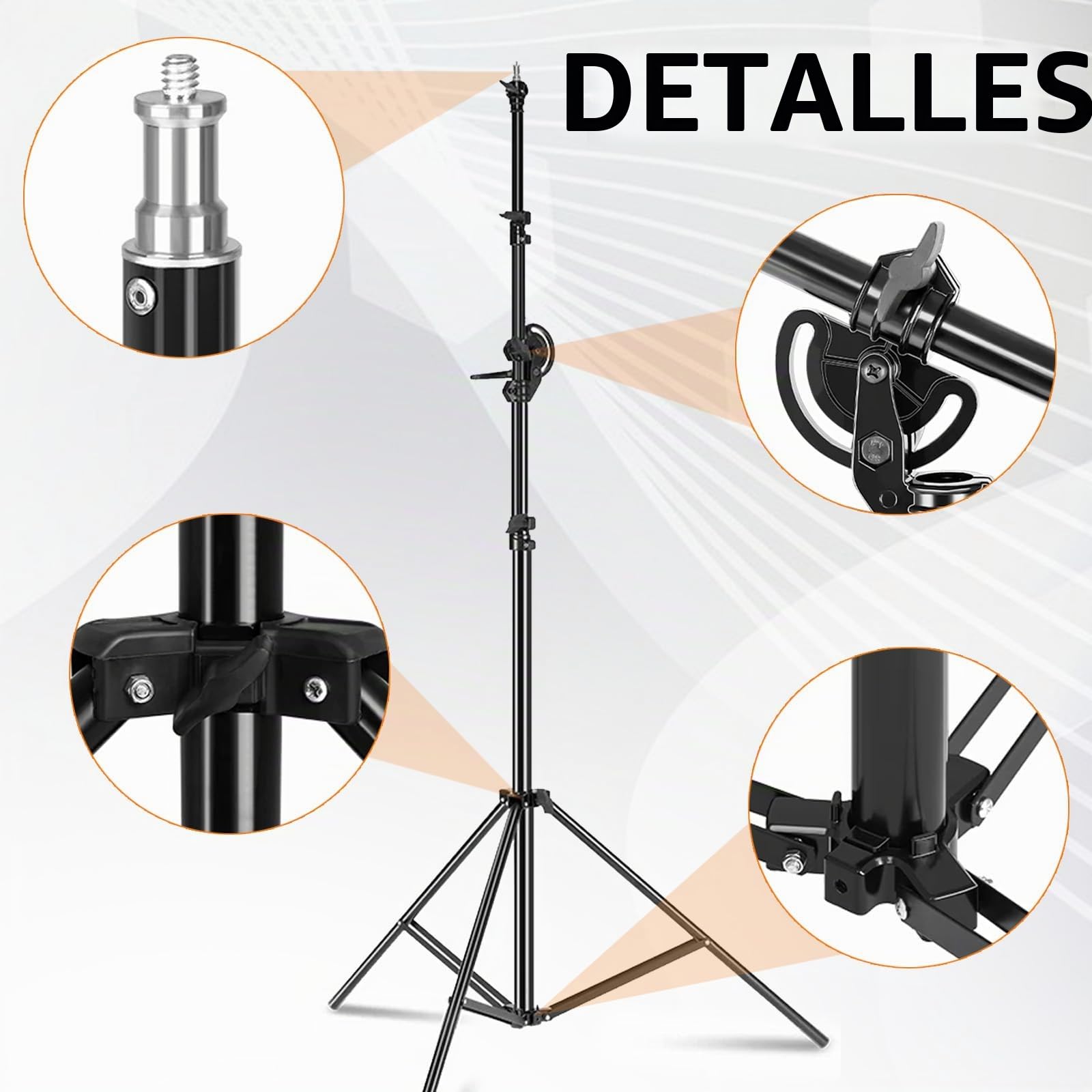 Fotografía Soporte de Luz 400cm, Soporte de Brazo Soporte de Lámpara con 186cm Brazo de Sujeción y Bolsa de Arena Resistente Trípode Fotográfico Luz y Tornillo de 1/4" para Monolight Softbox