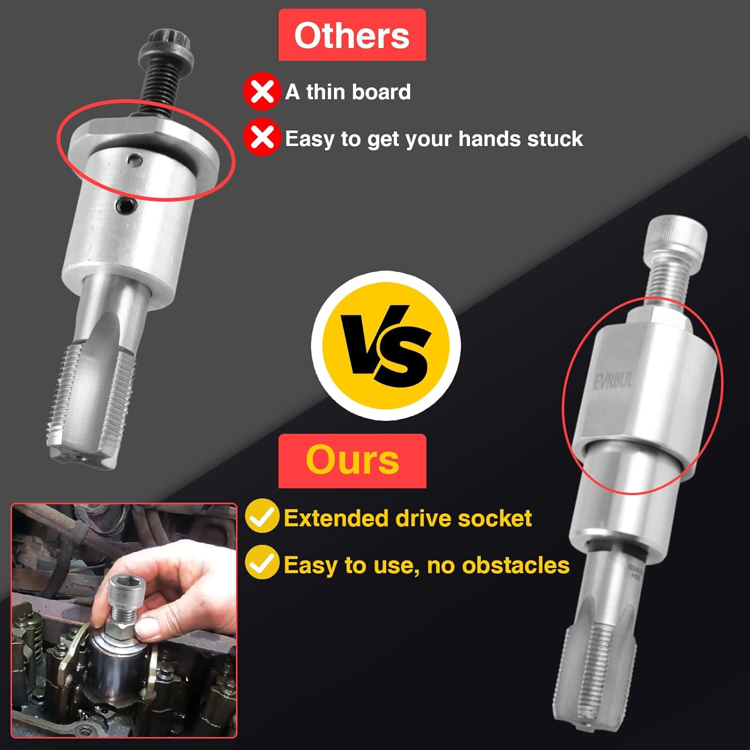 EVRBUL Upgraded Injector Sleeve Cup Removal Installation Tool Kit Compatible with Ford E-Series 7.3L,Ford F-Series 7.3L,Ford Excursion 7.3L,Ford Powerstroke 7.3L,Ford Navistar 7.3L 1994-2003
