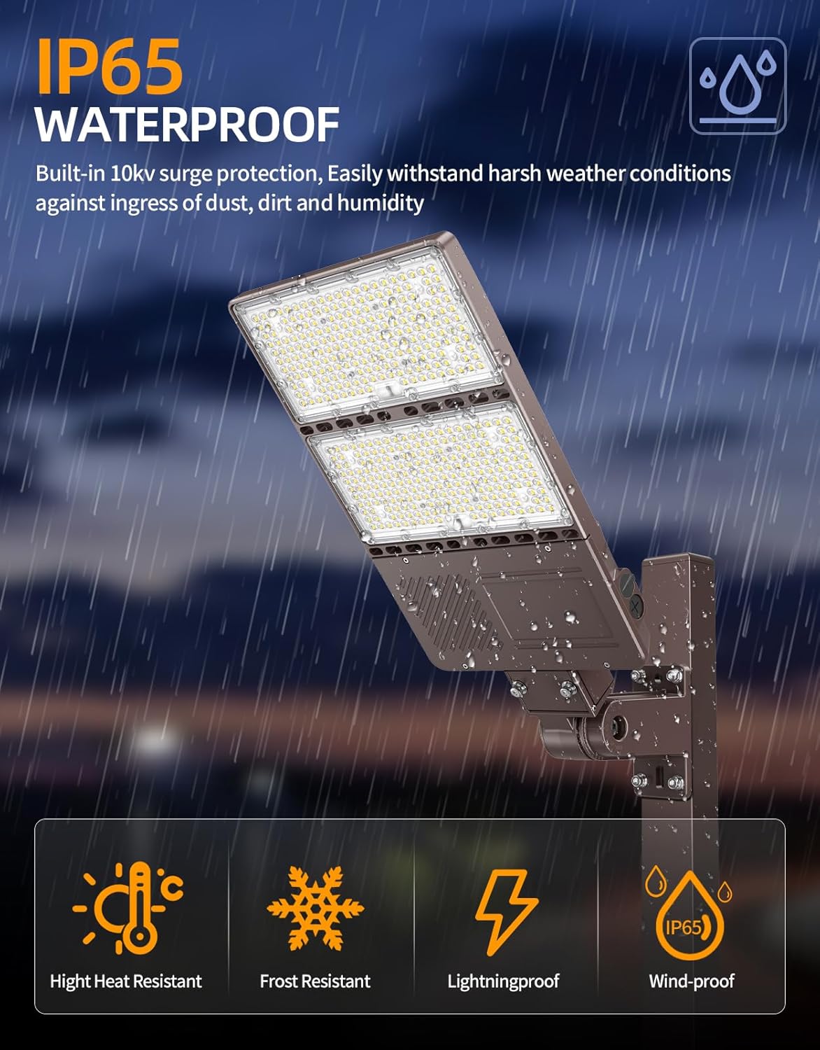 480V LED Parking Lot Light 320W 48000LM LED Shoebox Light with Photocell ETL Listed Flood Lights Arm & Slip Fit Mount 5000K IP65 Commercial Security Area Light AC277-480V for Street Roadway