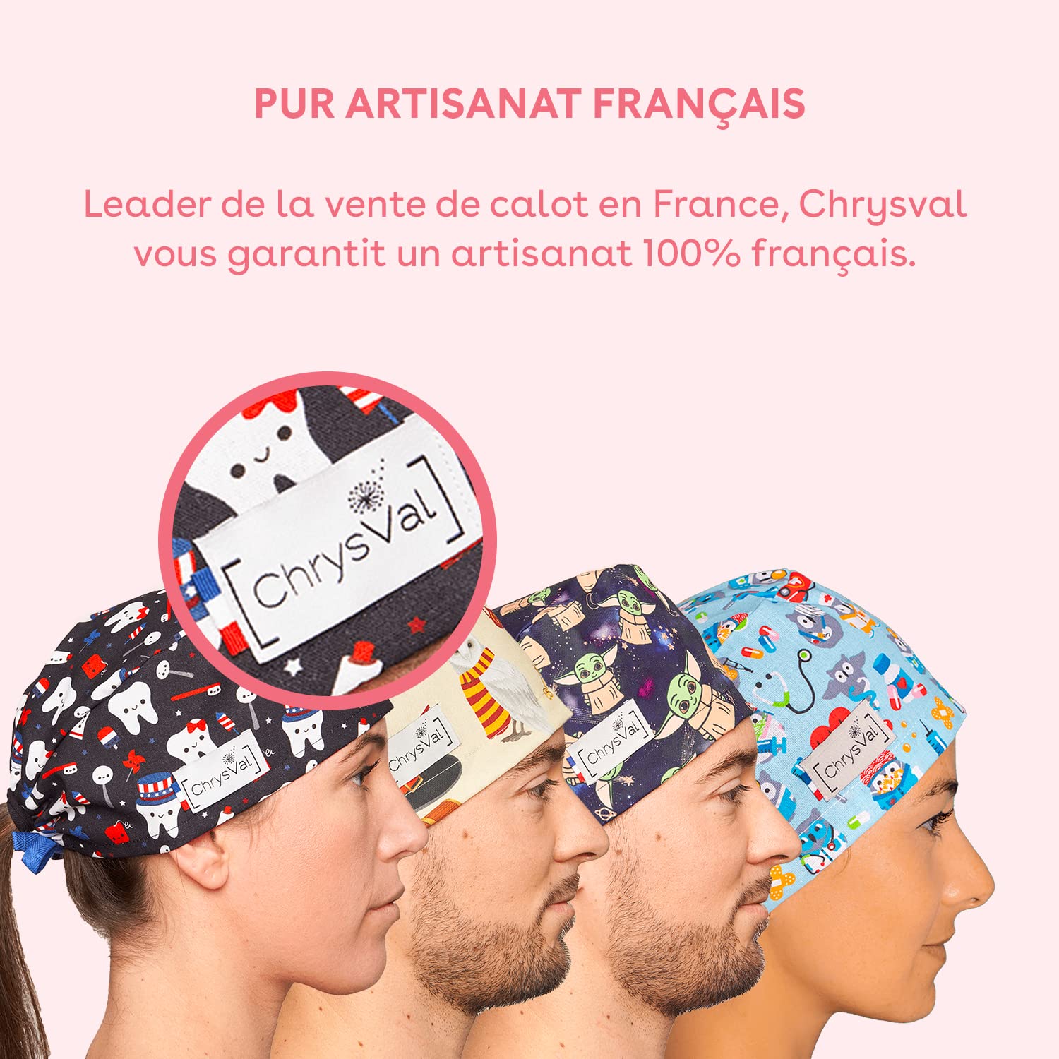Calot Court BD Wonder Woman - Bonnet Chirurgical Ou Calot Cuisine Unisexe 100% Coton Oeko-Tex - Réglable Avec Attaches - Made In France