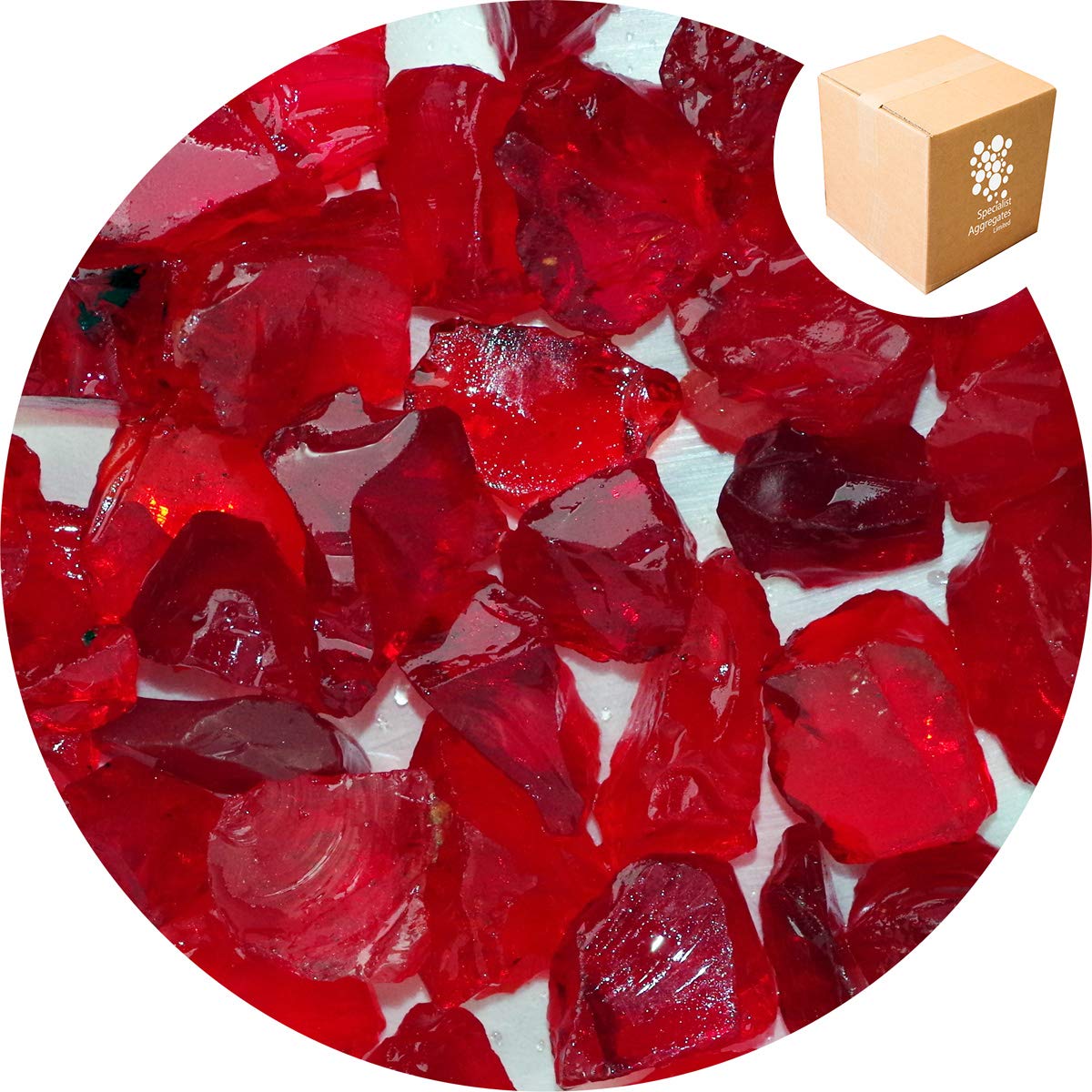 Specialist Aggregates ® - 15kg Enviro Glass Gravel - Sunset Red - Decorative Gravel/Stones | Weddings | Events | Memorials | Photography | Home | Garden | Vases | Art | Craft | UK
