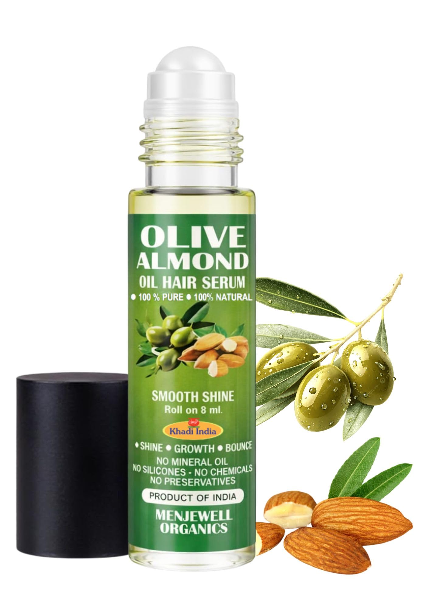 Organics 100% Narural Olive & Almond Oil Hair Serum for Smooth, Shiny & Frizz-Free Hair | Lightweight Non-Sticky Serum for Men & Women-image-45