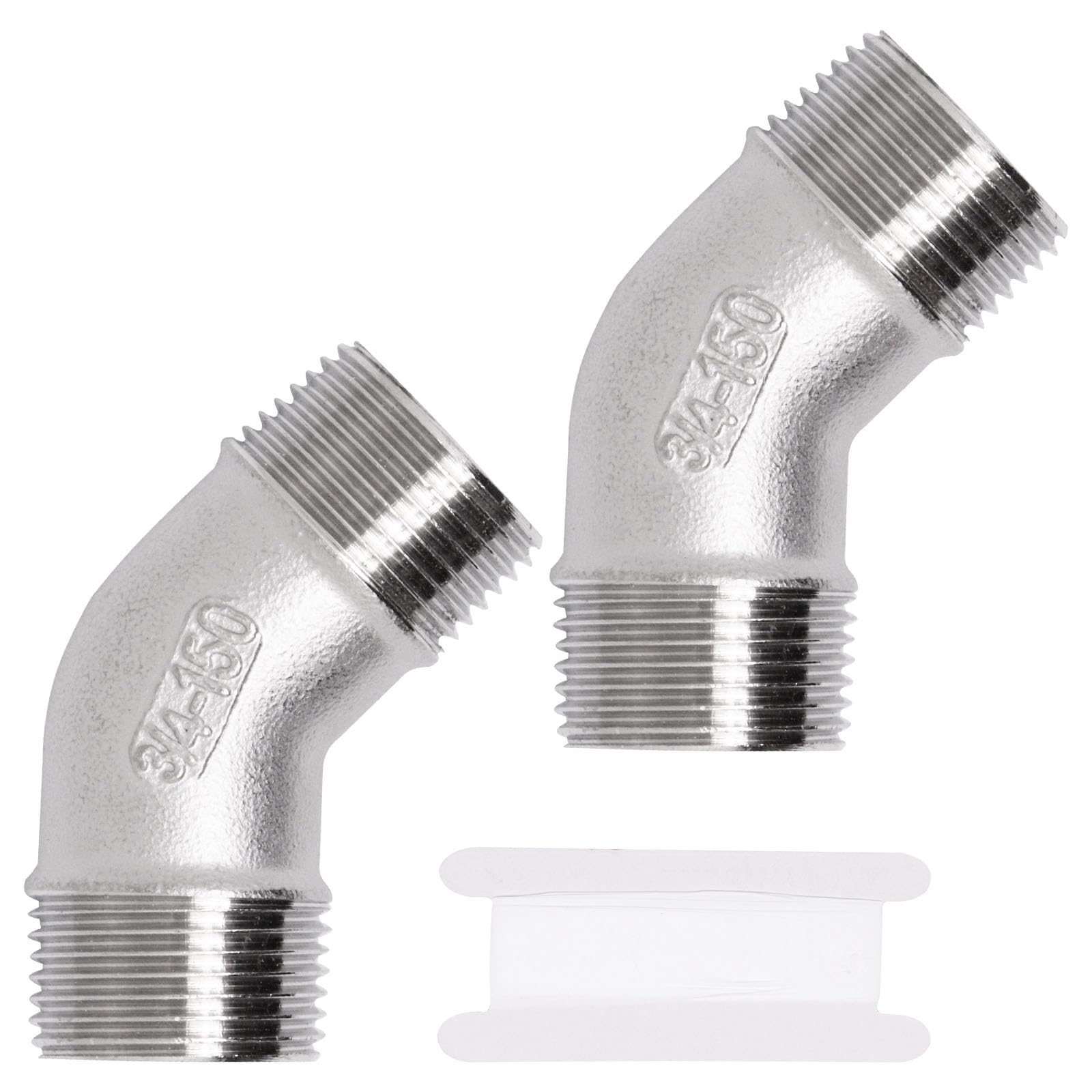 Photo 1 of SWZHAI 2PCS 45 Degree Elbow 3/4" NPT Male x 3/4" NPT Male Barstock Street Elbow 304 Stainless Steel Pipe Fittings Male Threaded Coupler