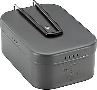 キャンピングムーン(CAMPING MOON) 極厚 メスティン 2合 ラージ 吹きこぼれ防止溝 湯切り穴 付き アウトドア 極厚メスティン 飯盒 キャンプ 防災 黒ギア H-2013