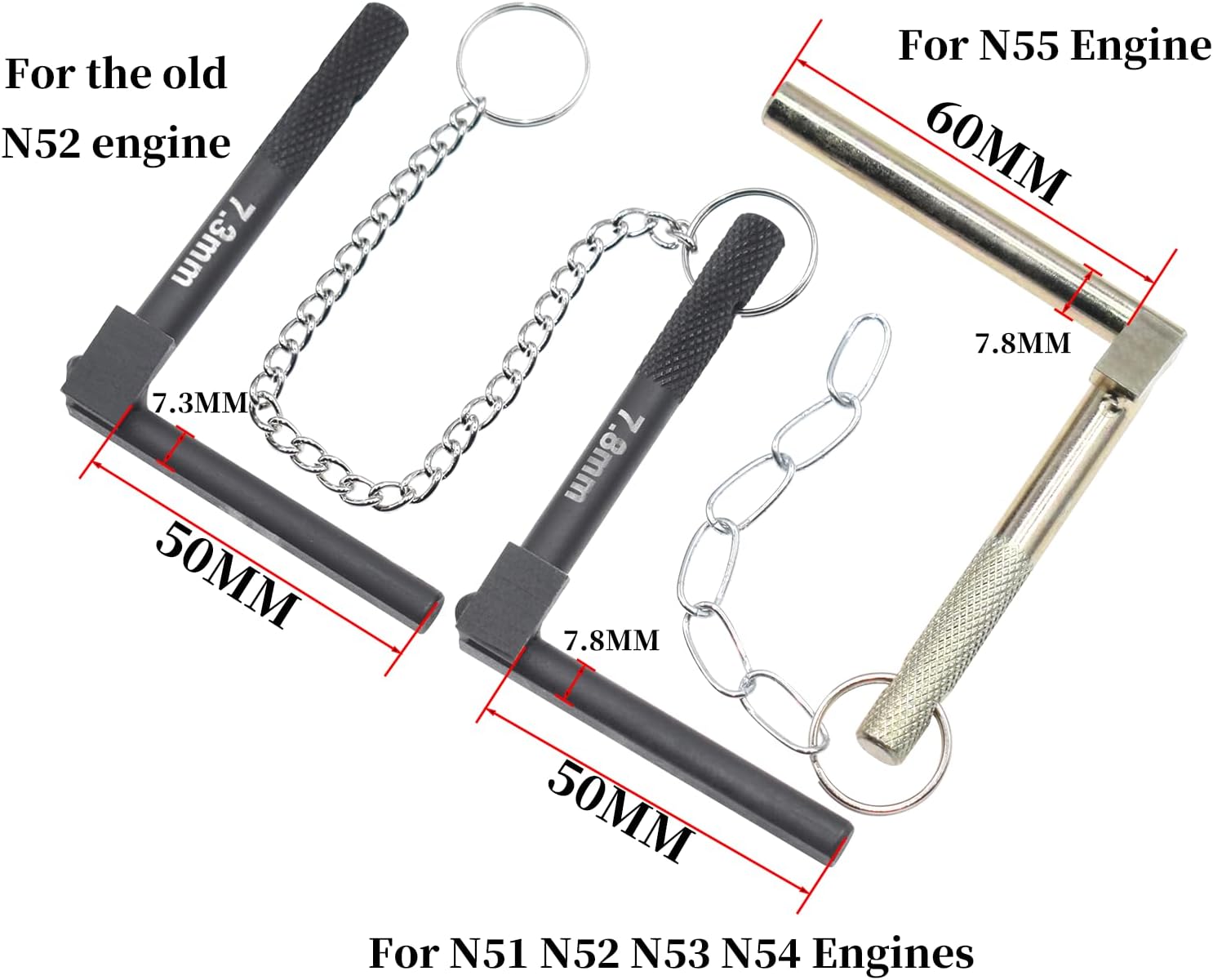 Master Engine Timing Vanos Camshaft Alignment Locking Tool Kit, Compatible with BMW 2.5 3.0 N51 N52 N53 N54 N55 S55 Engines, Including BMW 3 Series 328i, Crankshaft Flywheel Alignment Tool