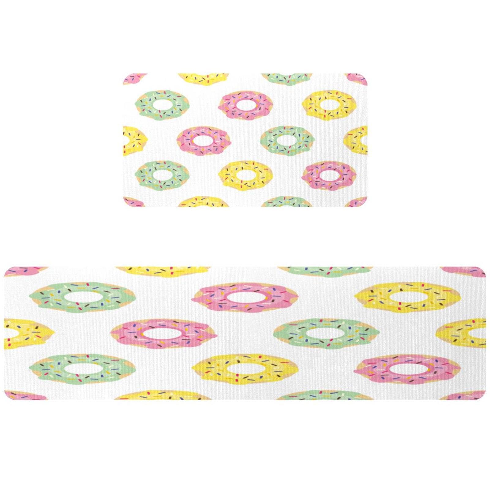 Alfombras de cocina absorbentes VAPOKF juego de 2 tapetes lavables con patrón de donas