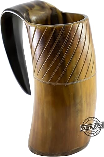 Miniatura 3 de Tazas de cuerno de buey vikingo, jarra, auténtica cerveza, mead, hecha a mano, regalo para decoración del hogar
