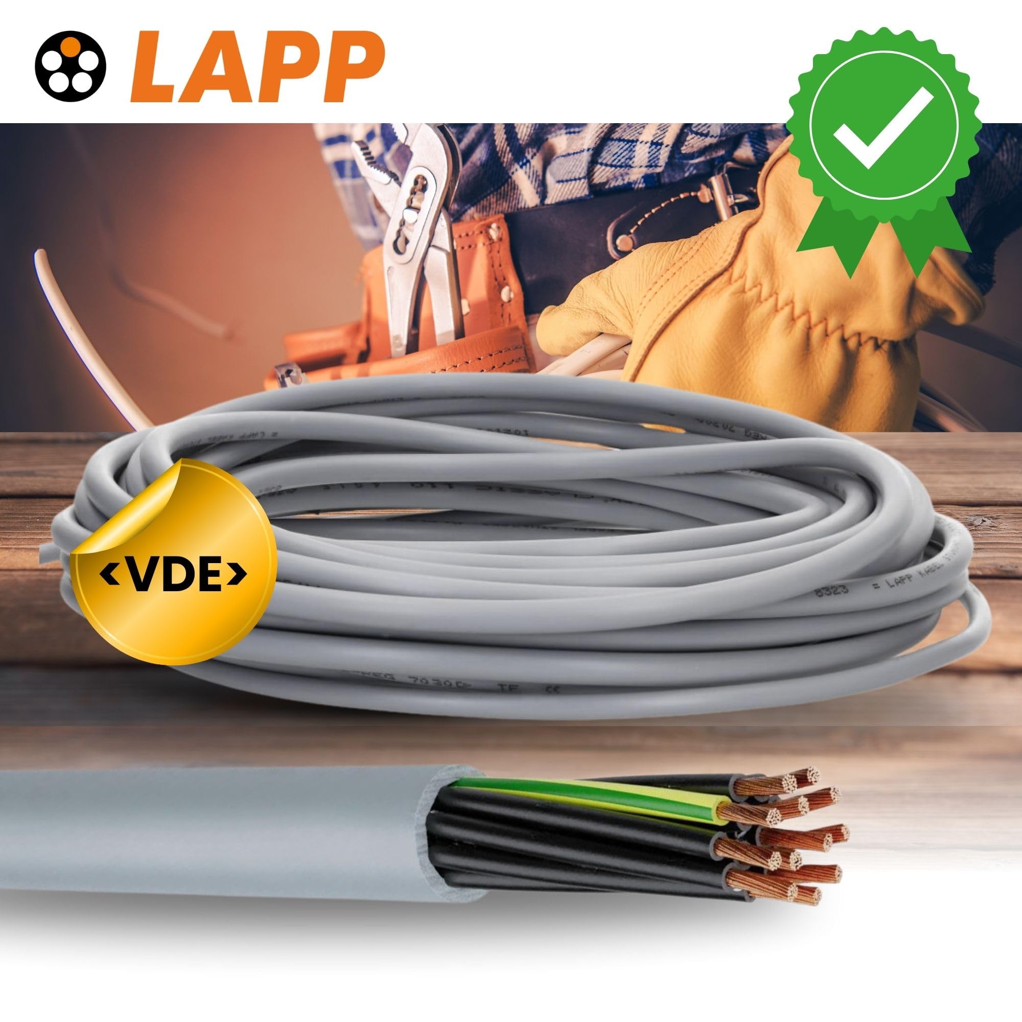 Lapp 1119212 Ölflex Classic 110 - Cable de Control PVC 12x1 mm² - 10 m | Manguera de 12 conductores con cable de protección verde-amarillo, 12G1 resistente al aceite y flexible para máquinas