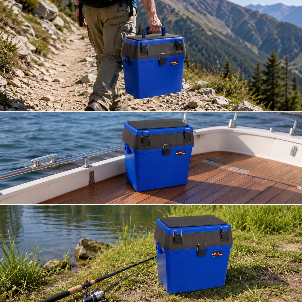 Tragbare Angel‑Sitzbox mit Schultergurt, Angelkoffer mit Sitzfunktion | Robuste Tackle‑Box zum Sitzen und Tragen, Praktischer Aufbewahrungskoffer für Angelausrüstung im Außenbereich