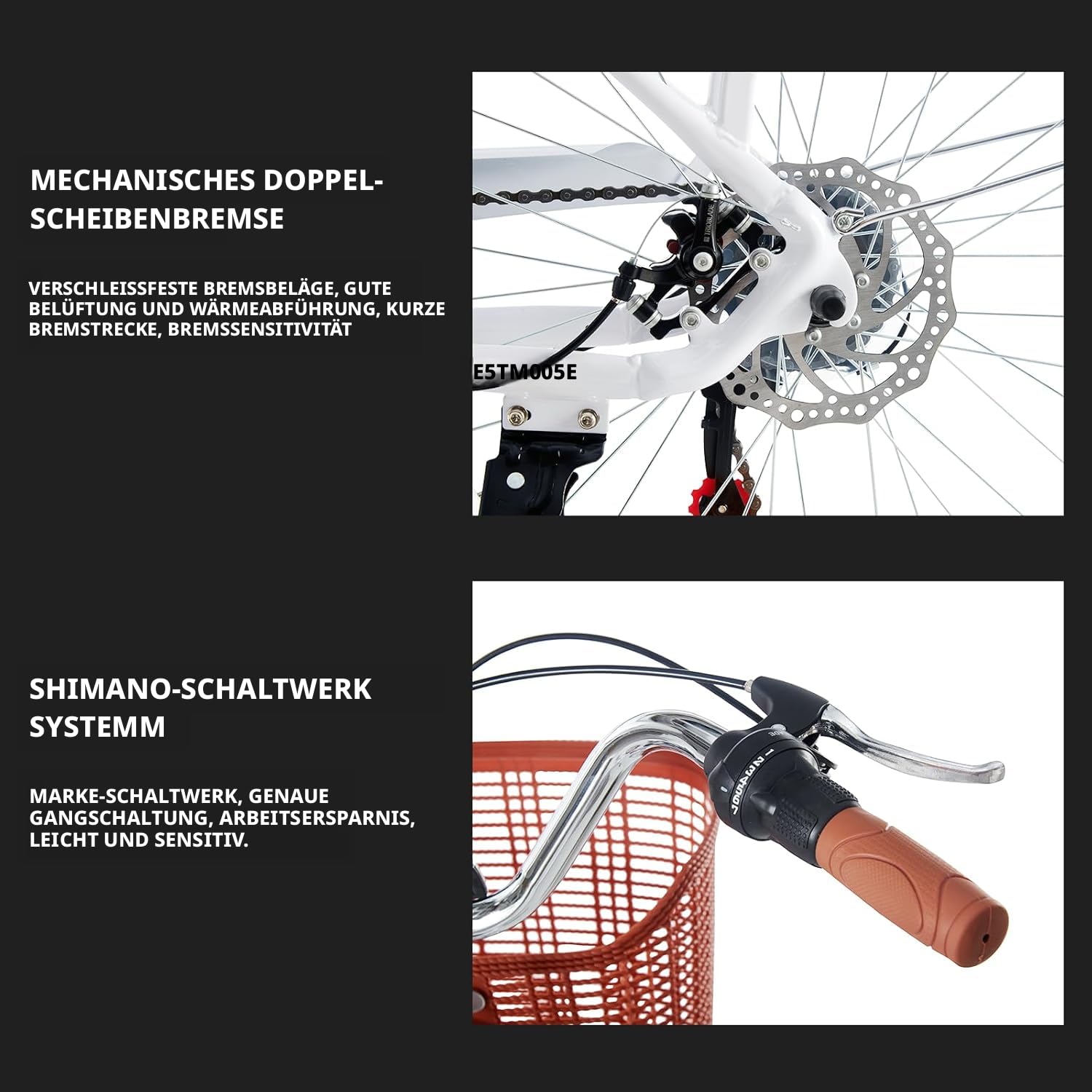 LSLIFE Damen Fahrrad mit Korb 24/26in 7 Geschwindigkeit Stadt Fahrrad Frauen Mädchen Komfort Fahrrad Leichter Rahmen Hybrid ScheibenbremsenLeichtes Pendlerrad Retro Fahrrad Urban Bike