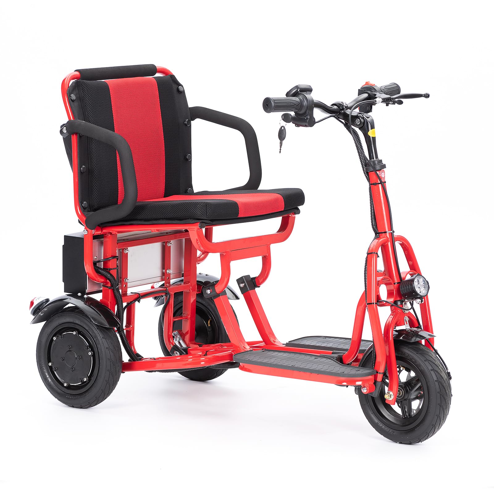 Culver Cougar Folding Mobility Scooter - Red Lightweight Portable Scooter for Adults - 3 Wheel Motorized Scooter - Travel Scooters, Loads 280lbs, Only 49lbs - 15mi Range Electric Scooter Adults