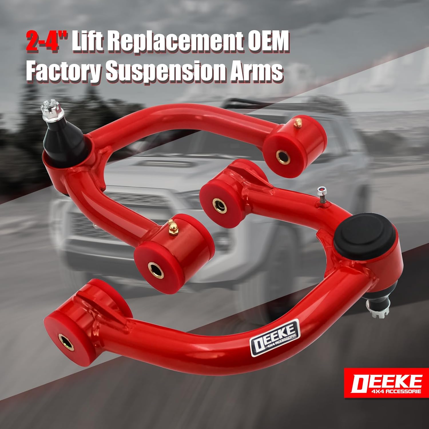 Front Upper Control Arms for 2-4" Lift – Compatible with 2003-2024 Toyota 4Runner, 2007-2014 FJ Cruiser, 2003-2009 Lexus GX470 & 2010-2023 GX460 – Adjustable Tubular A-Arms Direct Replacement