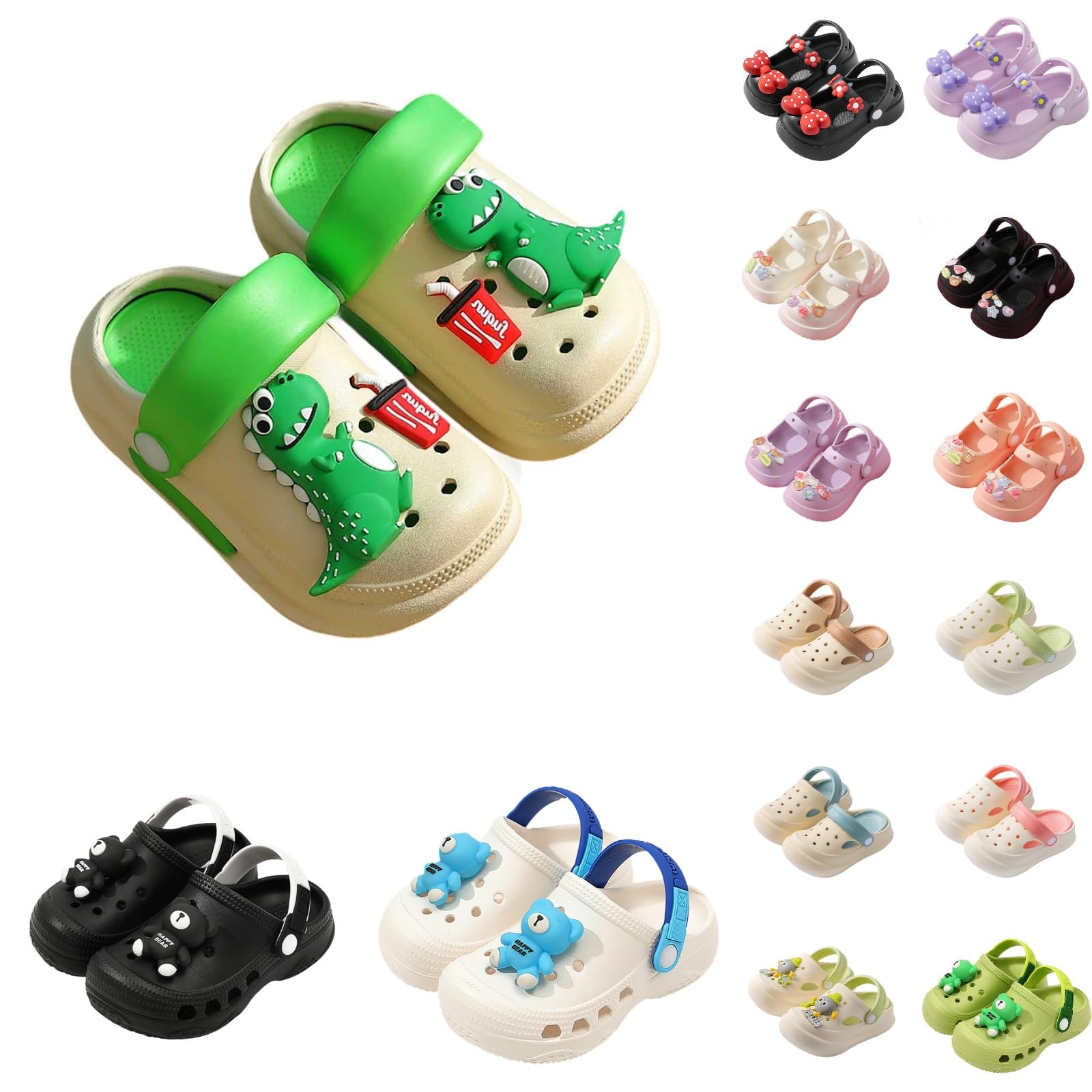 Zoccoli Bambino Bambina Sabot Mare Spiaggia Ciabatte Piscina Gomma Sandali Cartoon Dinosauro Pantofole Bagnetto Casa Giardino Leggere Antiscivolo