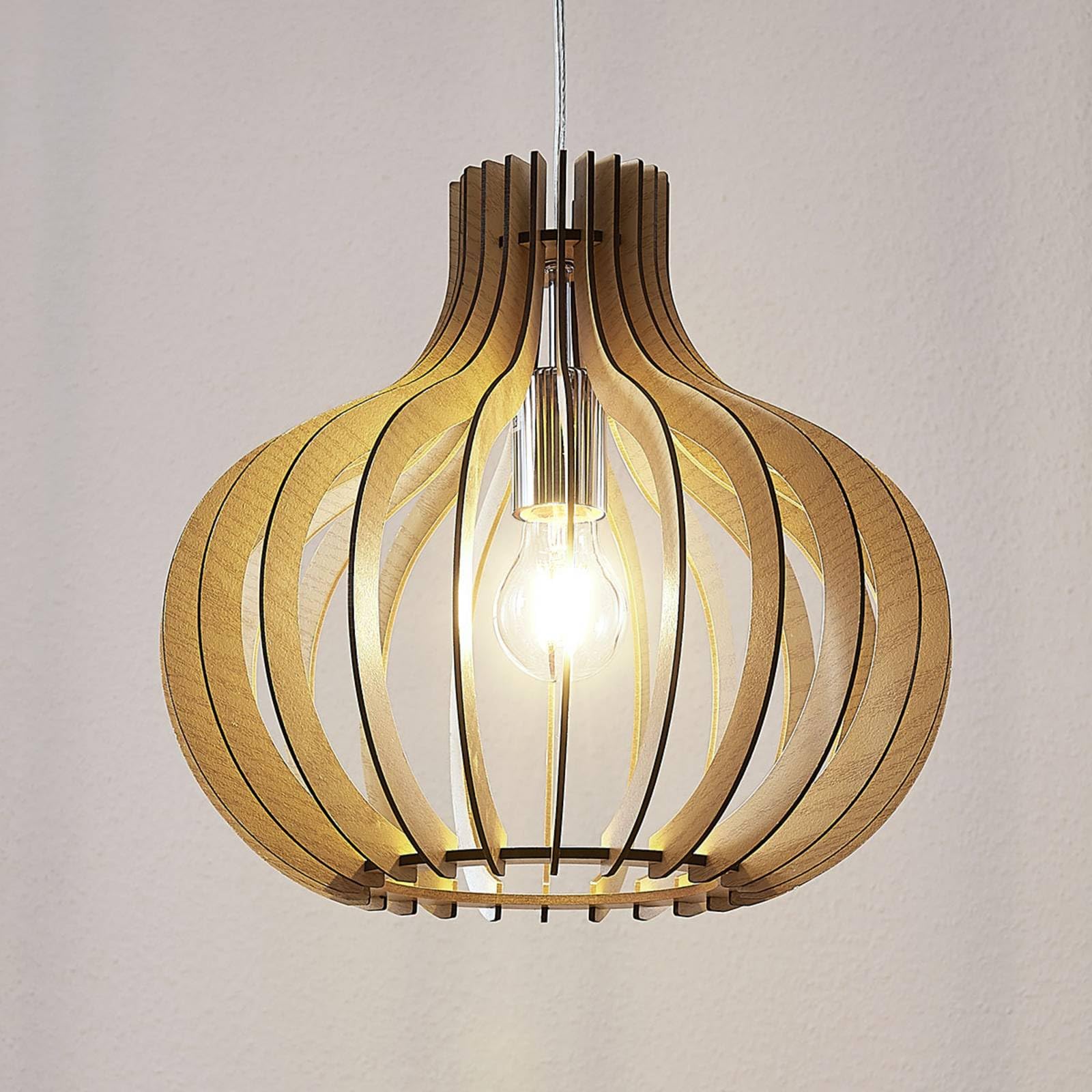 Lindby Lampada a sospensione dimmerabile (Scandinavo) colore Ocra, in Legno ad es. Soggiorno & Sala da pranzo lampada legno soffitto
