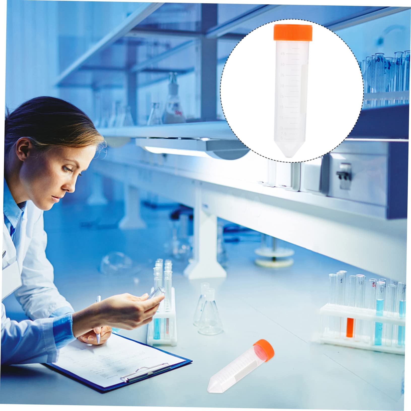 Kunststoff Zentrifugenröhrchen 50ml Hohe Chemische Beständigkeit und Hohe Transparenz 50 Stück mit Deckel für Wissenschaftliche Experimente und Mikrovermehrung