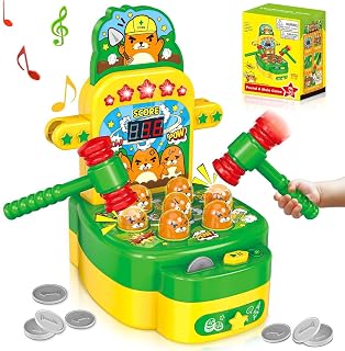 Mole Whack Spiel für Kinder ab 3 Jahre, Whack Spiel mit 2 Hämmern, Hau-den-Maulwurf-Spiel Interaktives Musik Spielzeug Elektronische Spiele zur Förderung der Motorik, Entwicklungsspielzeug