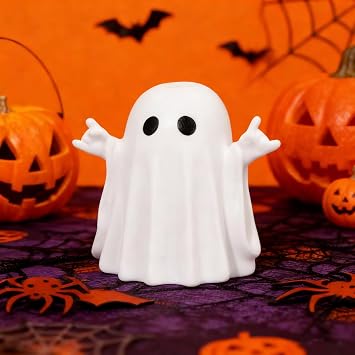 Valentines Day Gifts Halloween Ghost Figurine Ghost Decor, Rock Funny Spooky Statue,Cutest Ceramic Ghost Resin Figurines for Table Shelf Office Desktop Home Garden Decoration