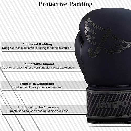 Miniatura 6 de Jayefo Glorious Professional Boxing Gloves with Gel - Leather Sparring Gloves for Boxing Kick Boxing Muay Thai and MMA - Heavy Bag Gloves for Heavy