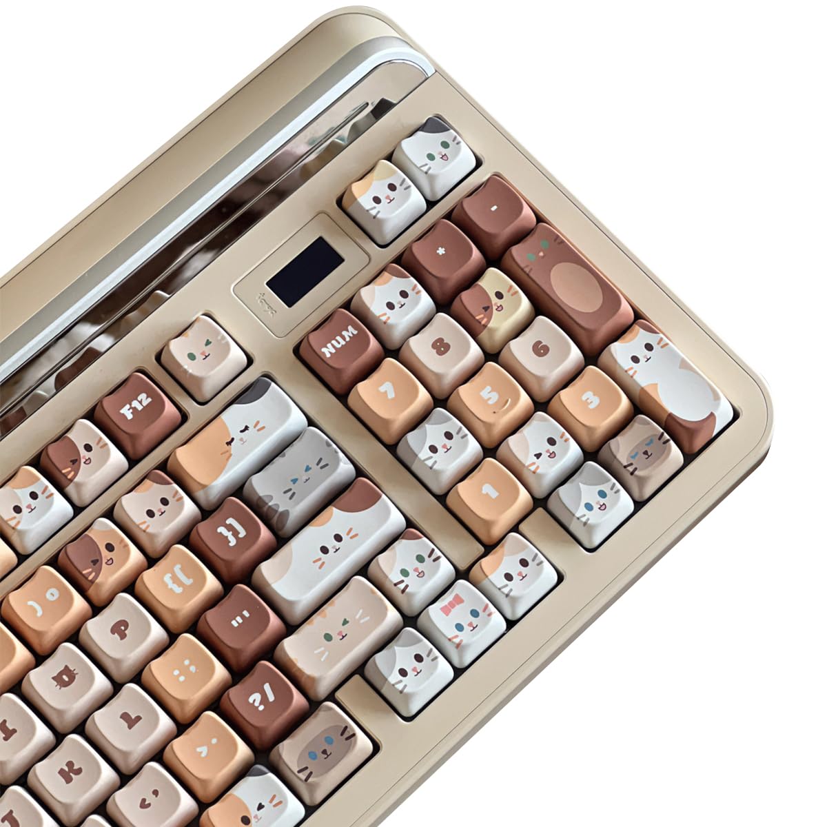 daixiahu Mao Height Cat Shape Theme keycaps PBT keycaps Customized keycap Set Suitable for 61/87/104/108 Cherry MX Switch and Other Mechanical Keyboards (Cat Stacking)