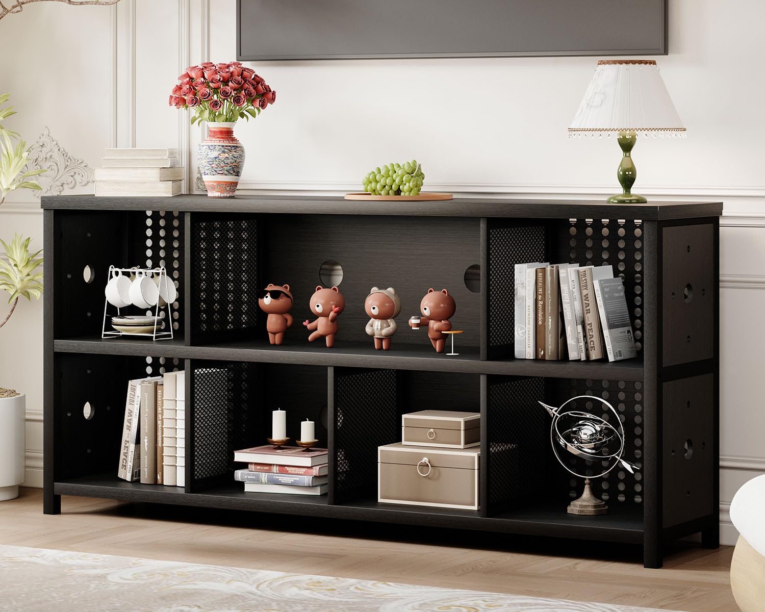 Amazon.com: LVB Black Horizontal Bookshelf, Modern Cube Storage