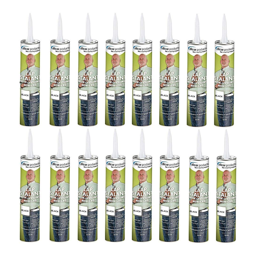 RV Wholesale Direct Dicor Corporation 501LSB-1 Epdm Lap Seal 11 Oz. Tube, Self Leveling Lap Sealant Black (16 Pack)