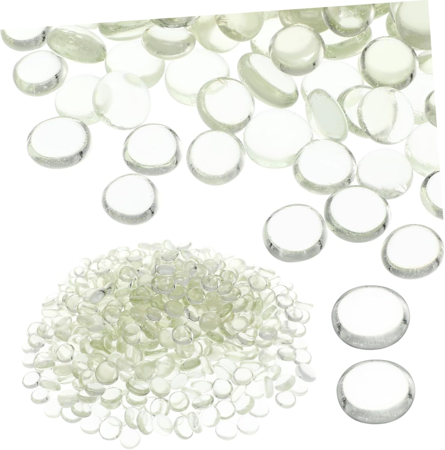 500pcs Clear Flat Glass Beads for Vases Durable Decorative Rocks Transparent Marbles for Aquarium Filler Home Centerpieces and DIY Projects