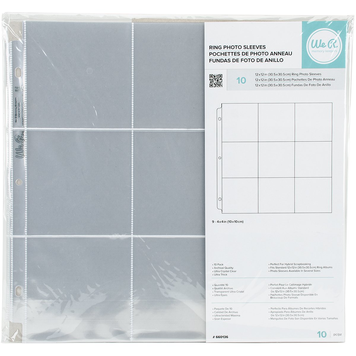 3 anneaux pour album photo haut de gamme We R Memory Keepers pochettes transparentes durables