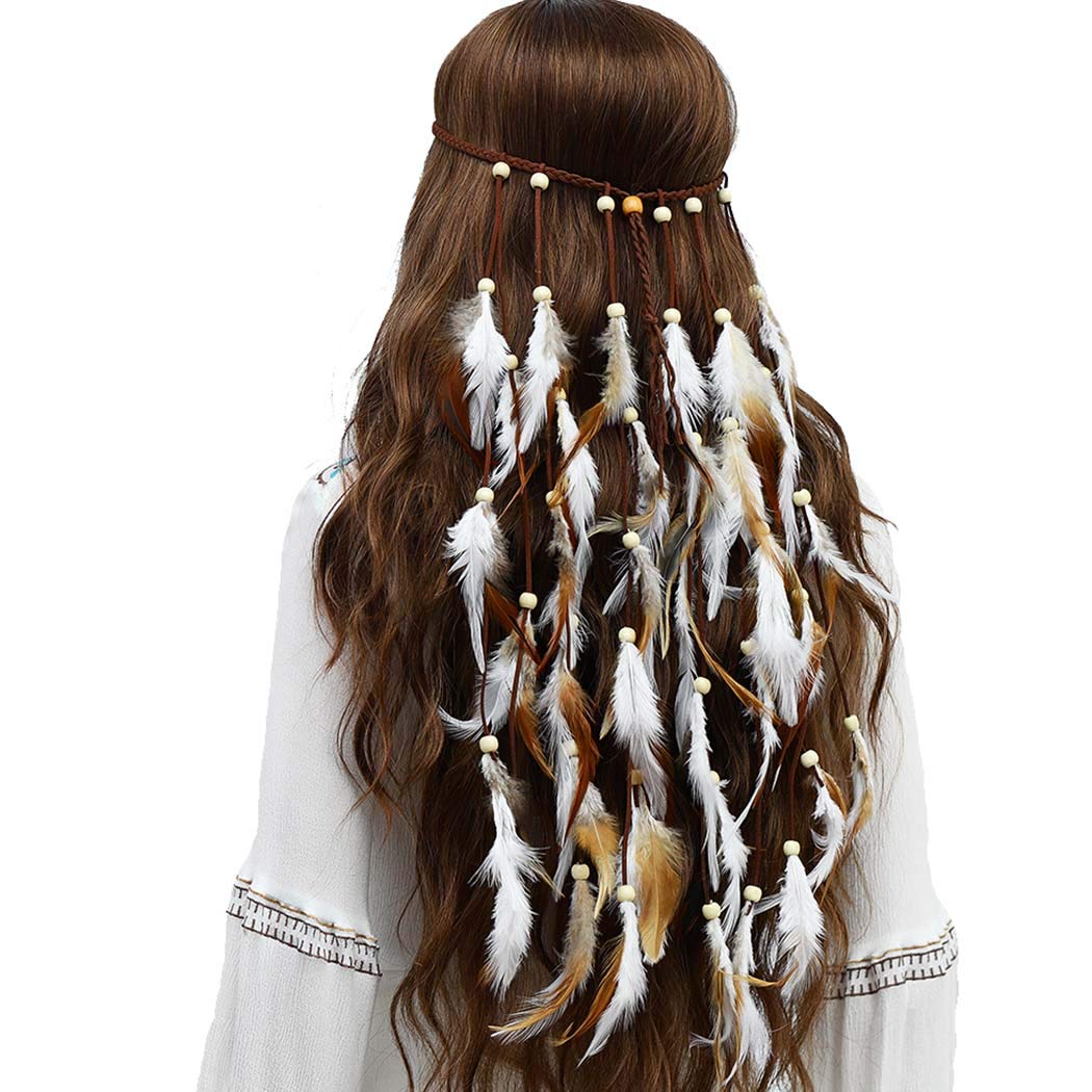 Buy GENBREE Boho Feather Headband 