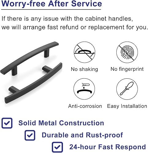 Miniatura 6 de ASKANO Paquete de 30 tiradores de cocina con barra curvada negra para gabinete de cocina, ZP2204, herrajes sólidos para cajón, tocador, baño,