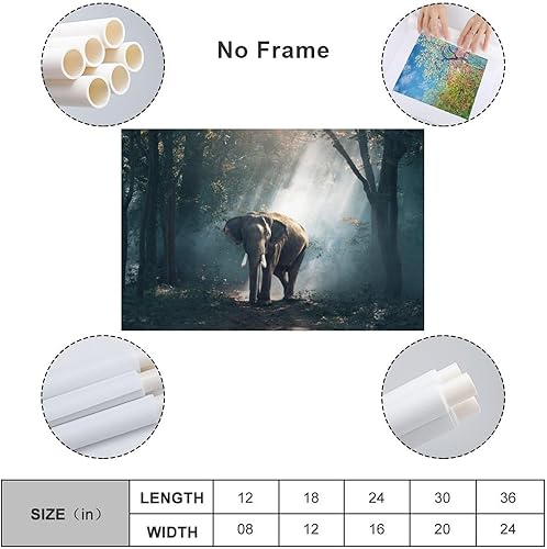 Miniatura 2 de Campwind Póster de lona de jardín de bosque de elefantes, decoración de dormitorio, paisaje deportivo, oficina, habitación, regalo, 16 x 24 pulgadas