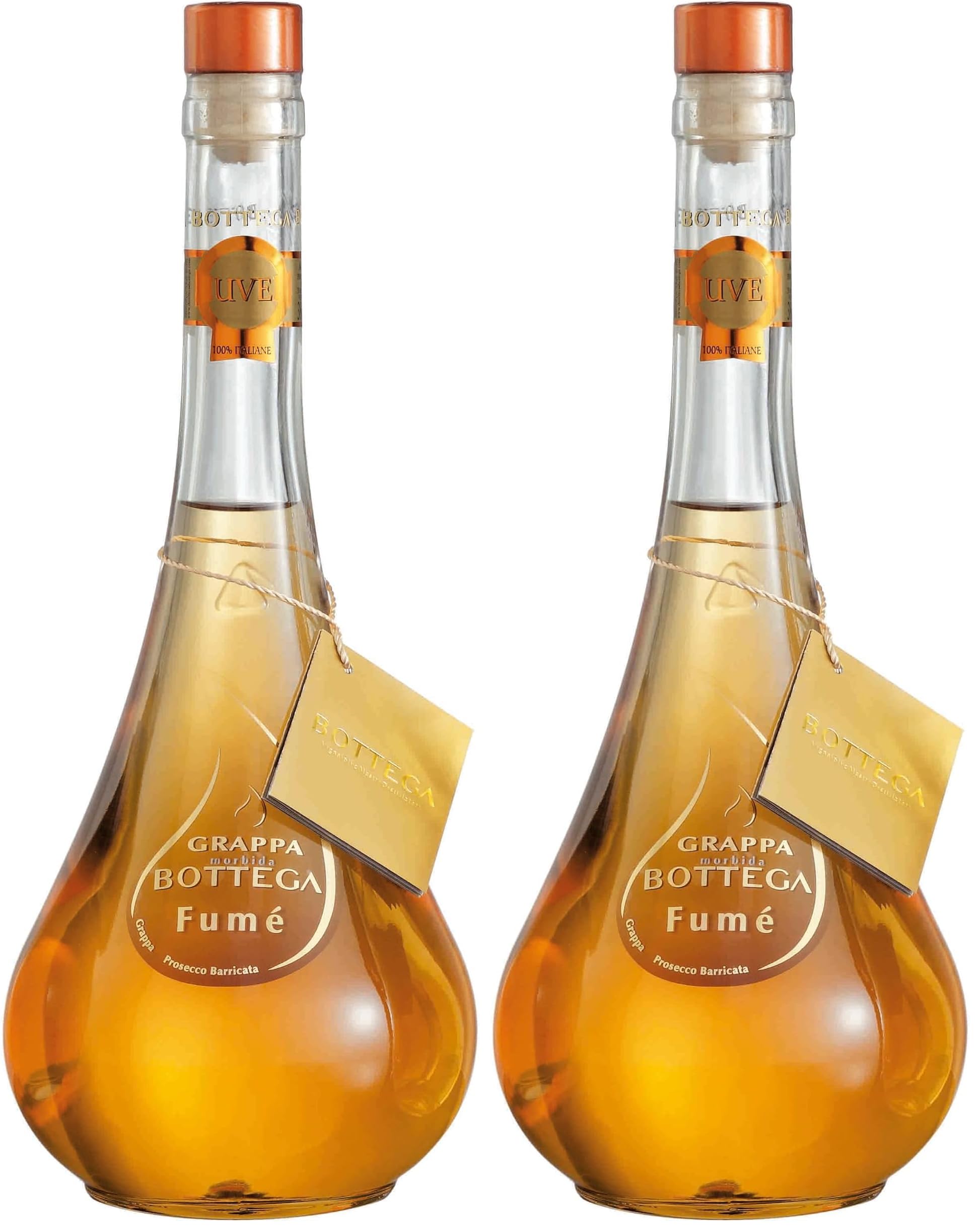 Bottega Fumé Verbarrikadierter Grappa aus Prosecco 38% - 700ml (Packung mit 2)
