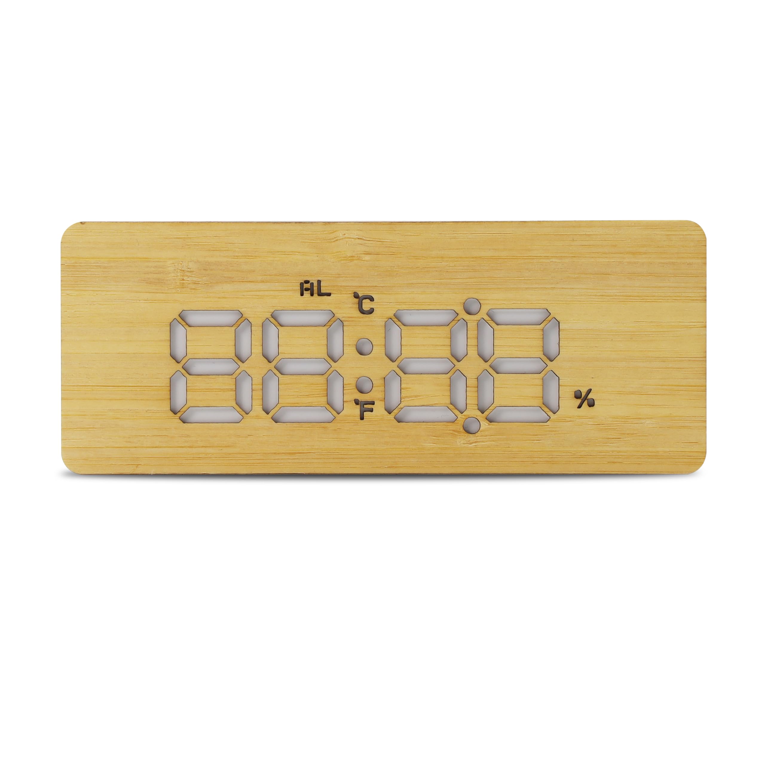 Réveil Bamboo-LED MOOOV - Affichage Date Température Humidité, Mode Nuit Et Snooze